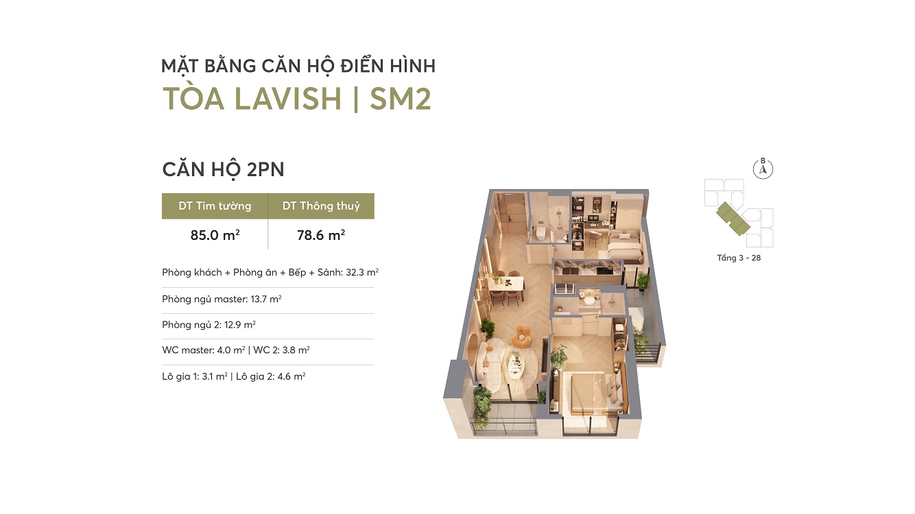 Căn hộ 2PN Greenera Southmark